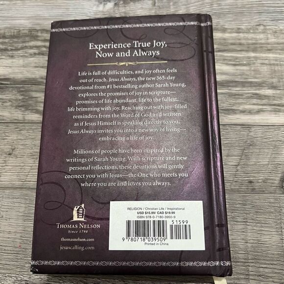 Jesus Always by Sarah Young 365 day devotional padded hardcover - Picture 3 of 3